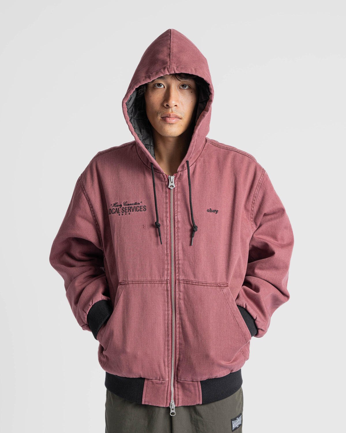 Obey Local service zip up hoodie